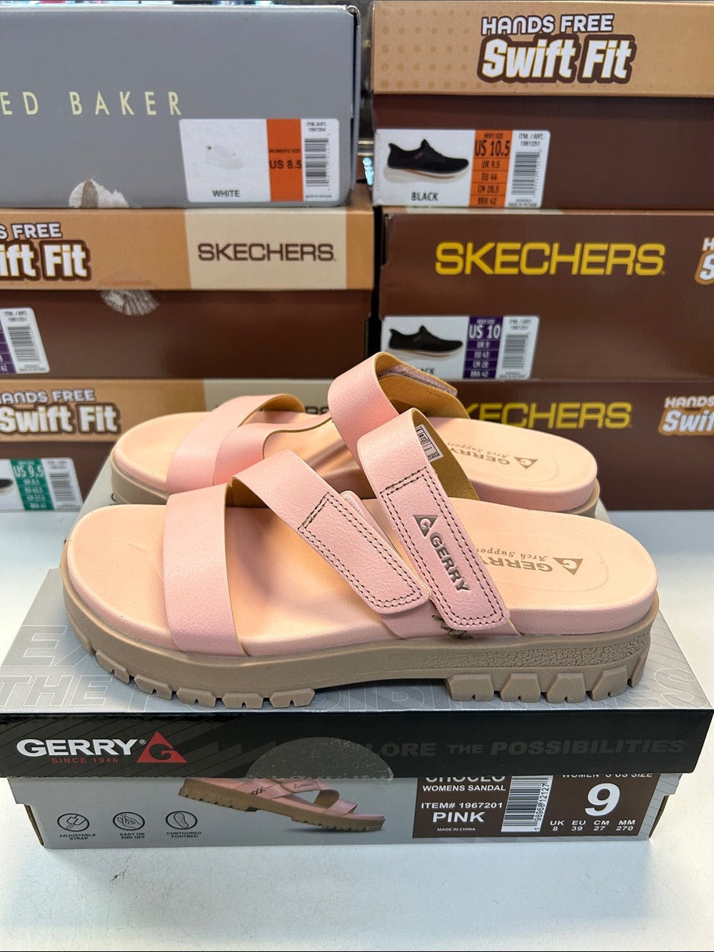 Gerry Weber Pink Women's Size 9 Slide Sandals with Chunky Tread 0530